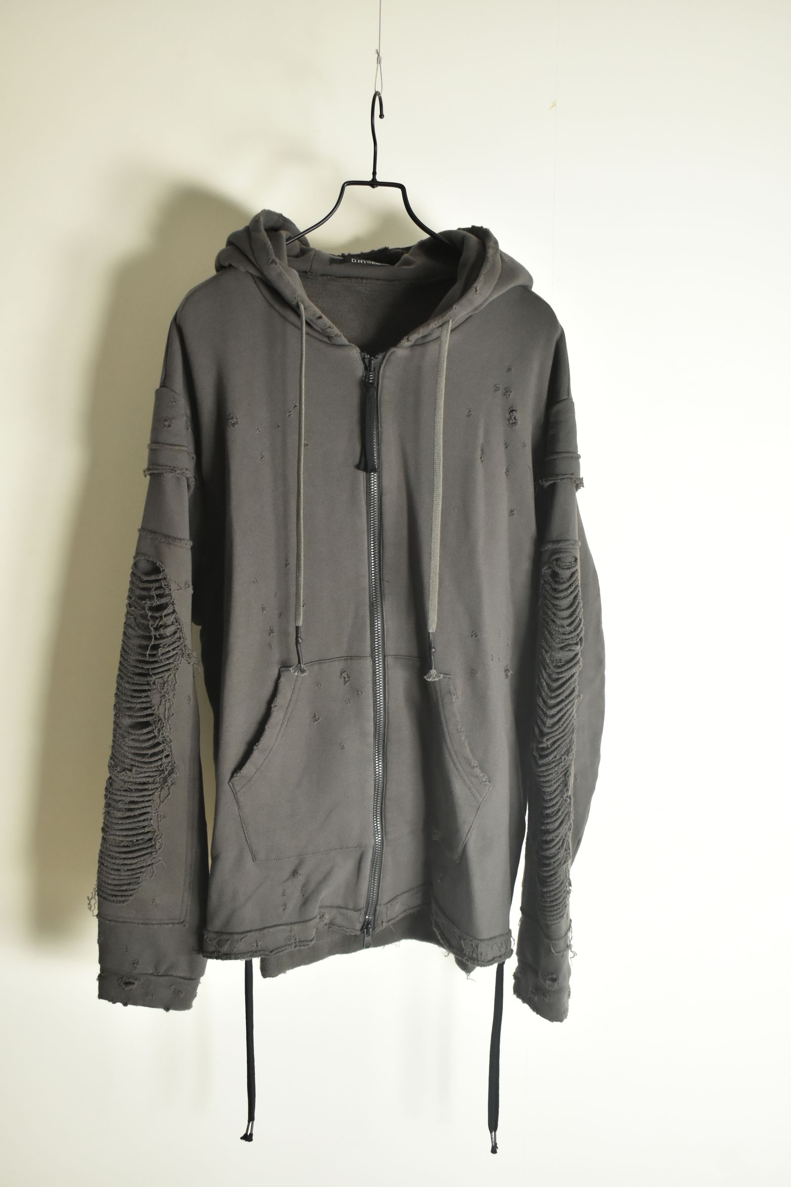 Untwisted Yarn Fleece Shotgun Zip-Up Hoodie"Charcoal" / 無撚糸裏毛ショットガンジップアップフーディー"チャコール"