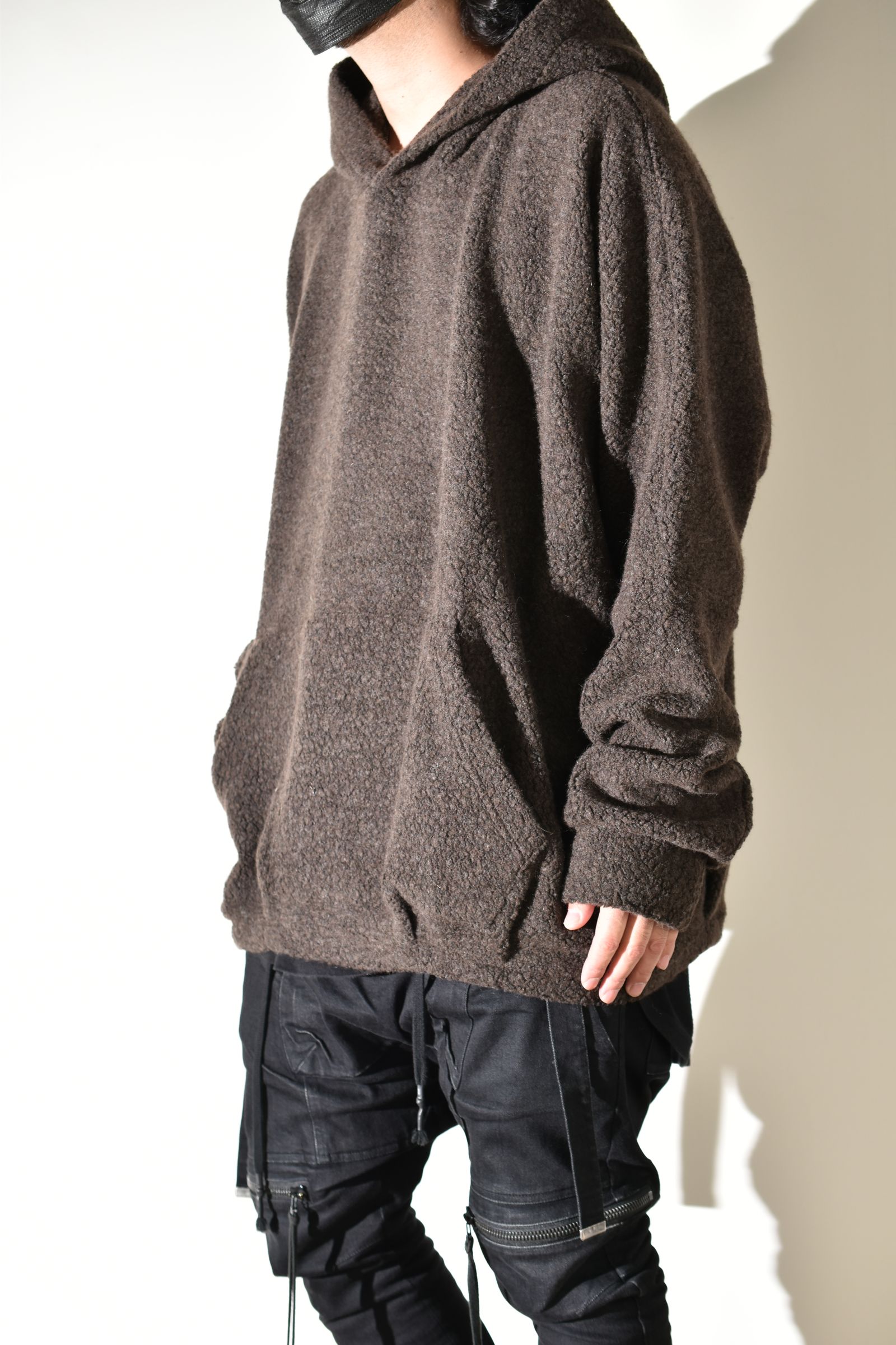 Sheep Pile Knit Dolman Hoodie Pullover"Khaki" / シープパイルニットドルマンフーディプルオーバー"カーキ"
