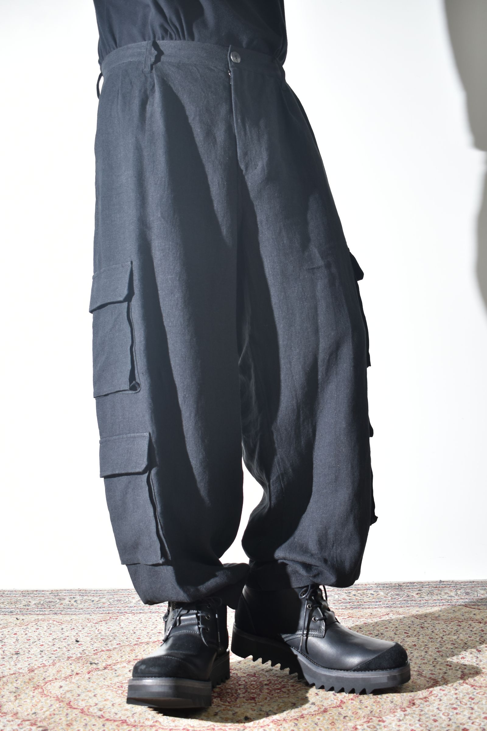 Linen Cargo Pants "Black" / リネンカーゴパンツ"ブラック"