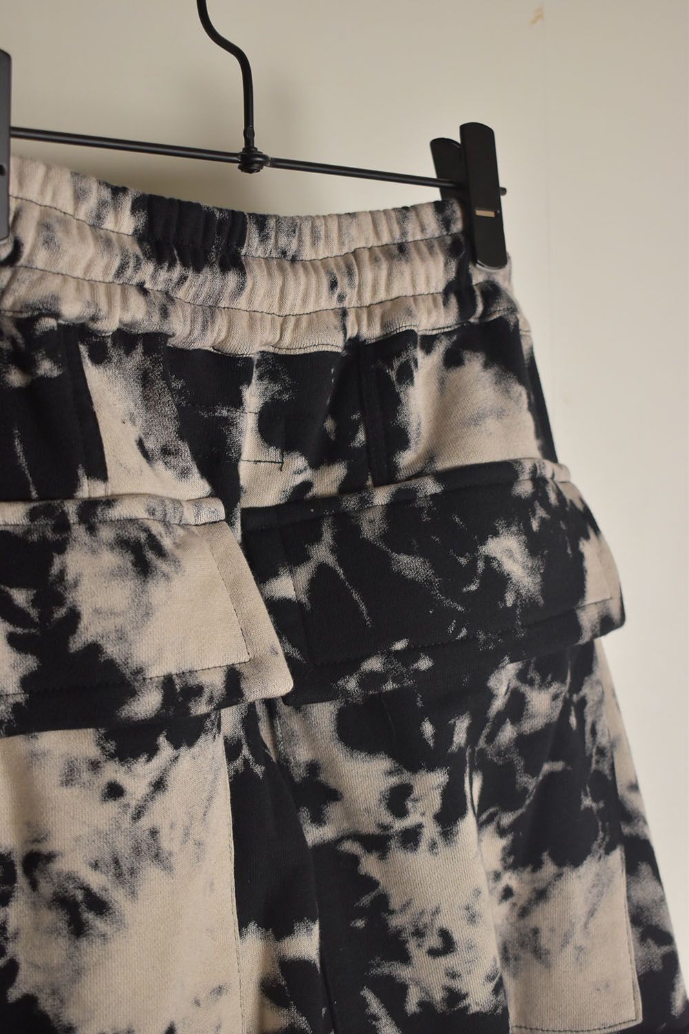 Discharge Pinting Belt Cargo Sarouel Jogger"Black×Ivory" /ディスチャージプリントベルトカーゴサルエルジョガー"ブラック×アイボリー"