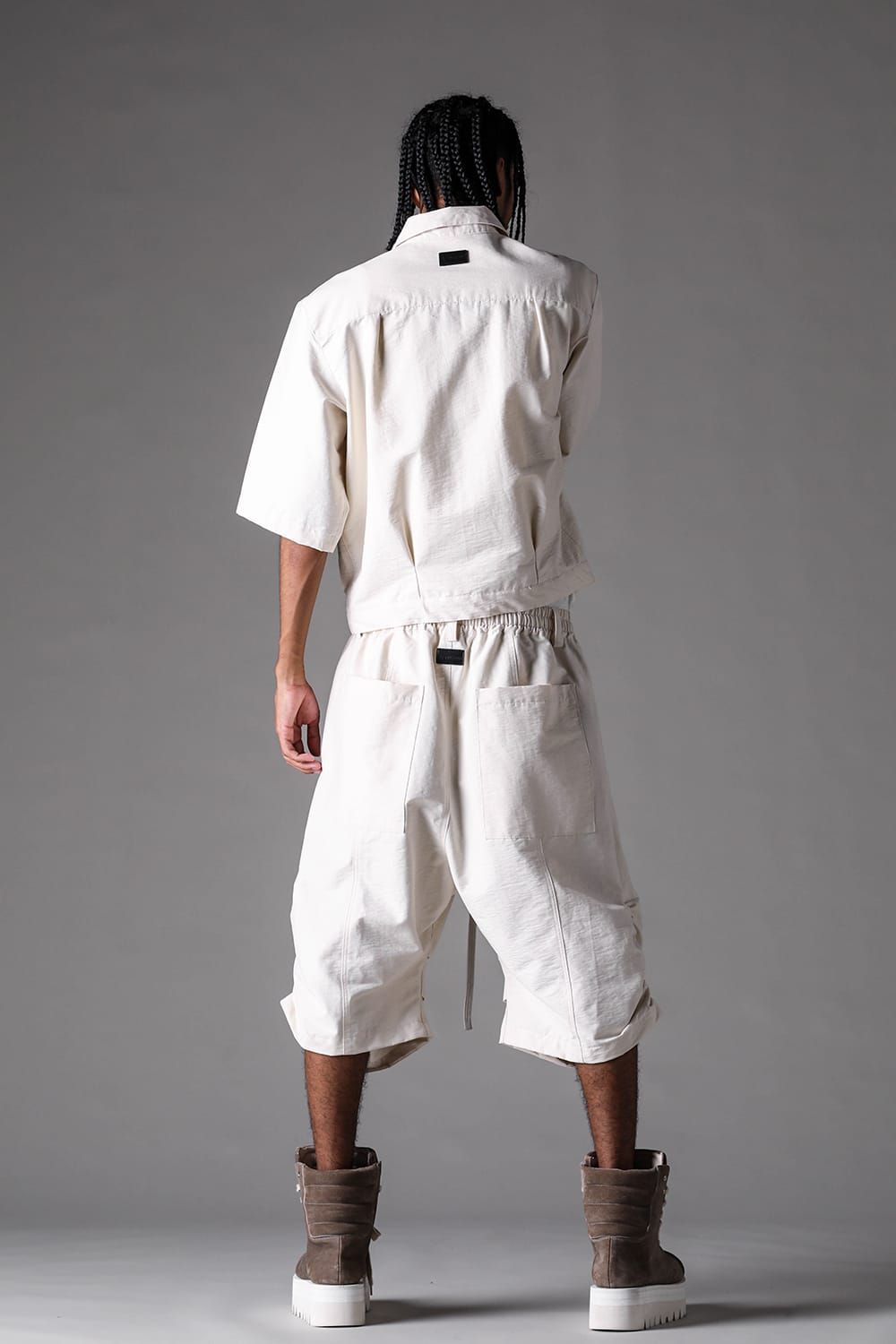 《2027SS先行予約》Cotton Nylon Side Gather Shorts"Black / Ivory / D.khaki" / コットンナイロンサイドギャザーショーツ"ブラック / アイボリー /ダークカーキ"