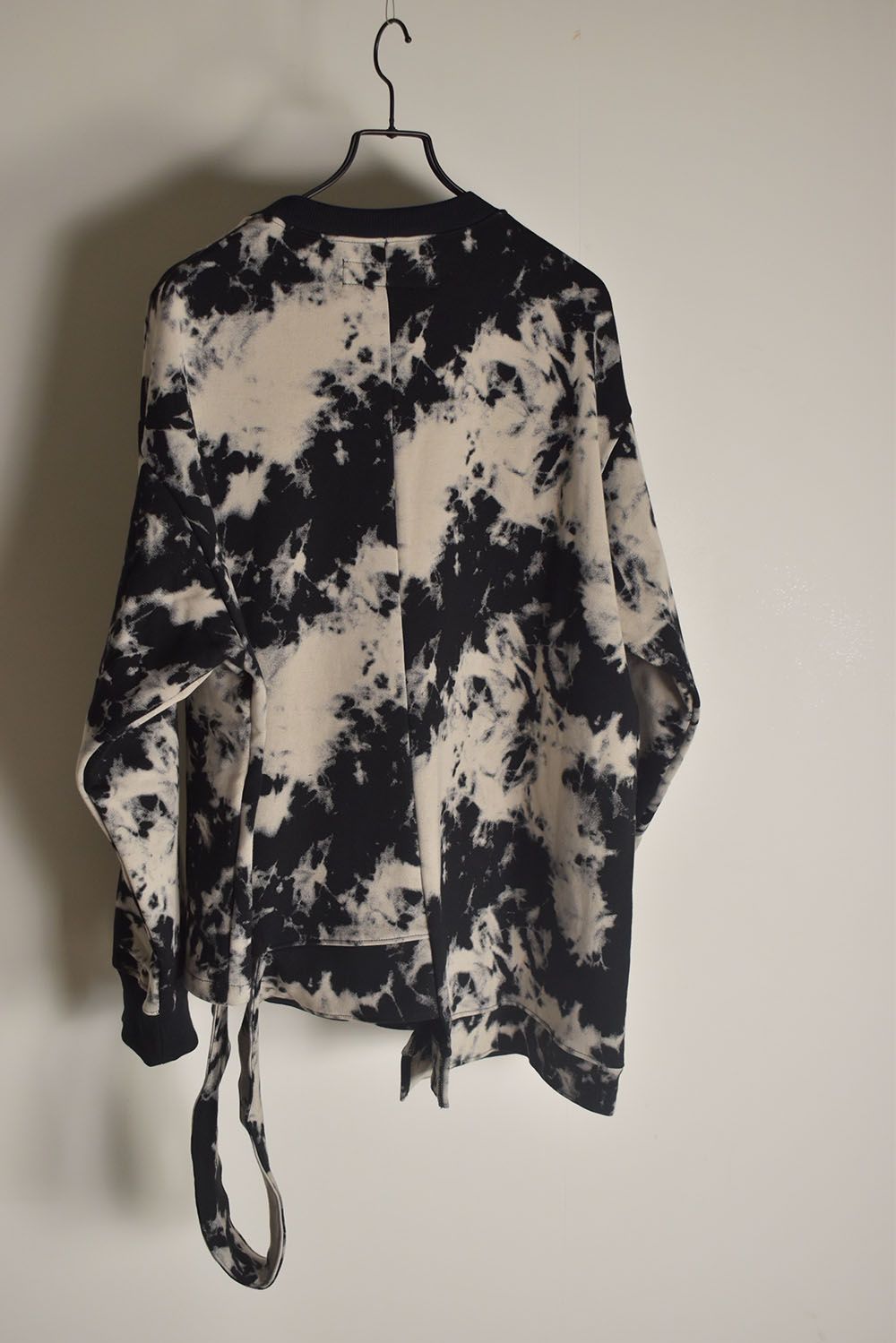 Discharge Pinting Asymmetry Crew Neck Top"Black×Ivory" /ディスチャージプリントアシンメトリークルーネックトップ"ブラック×アイボリー"