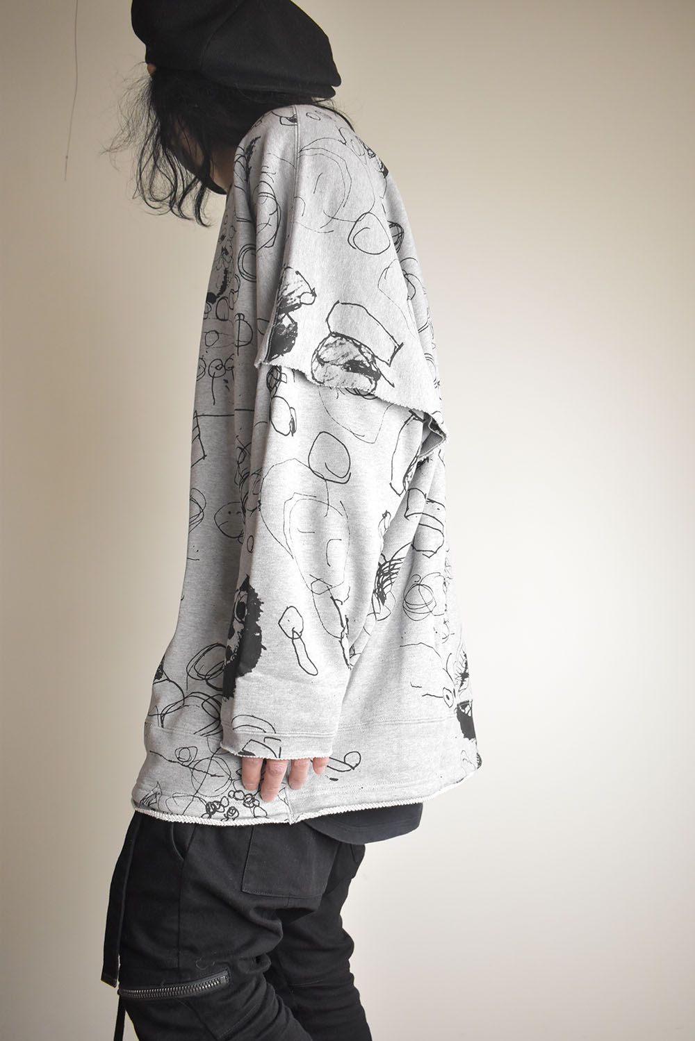 Sweat Oversize Print Pullover"Grey" / スウェットオーバープリントプルオーバー"グレー"