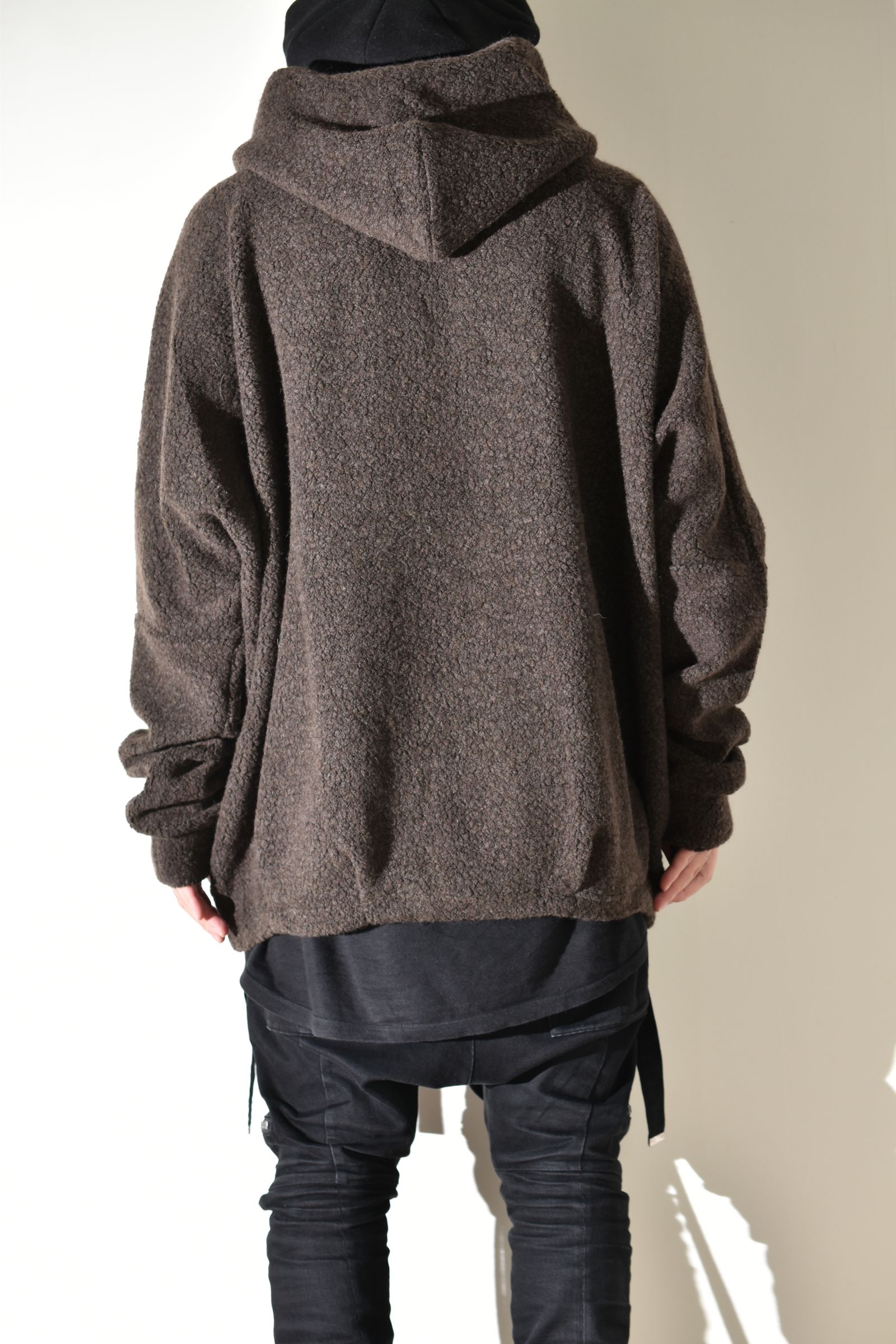 Sheep Pile Knit Dolman Hoodie Pullover"Khaki" / シープパイルニットドルマンフーディプルオーバー"カーキ"