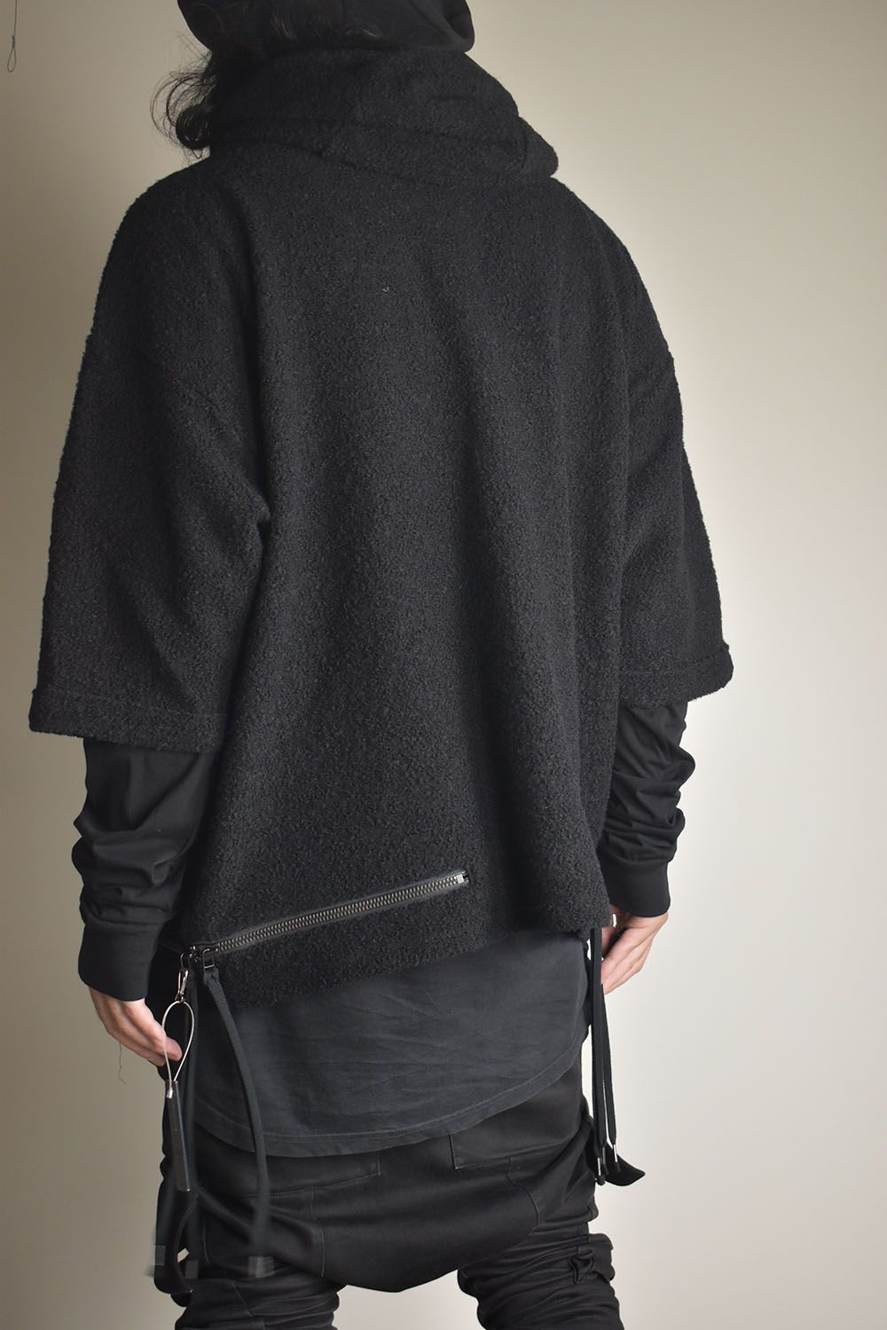 Loop Knit Oversized Layered Hooded Pullover"Black" / ループニットオーバーサイズレイヤードフーデッドプルオーバー"ブラック"