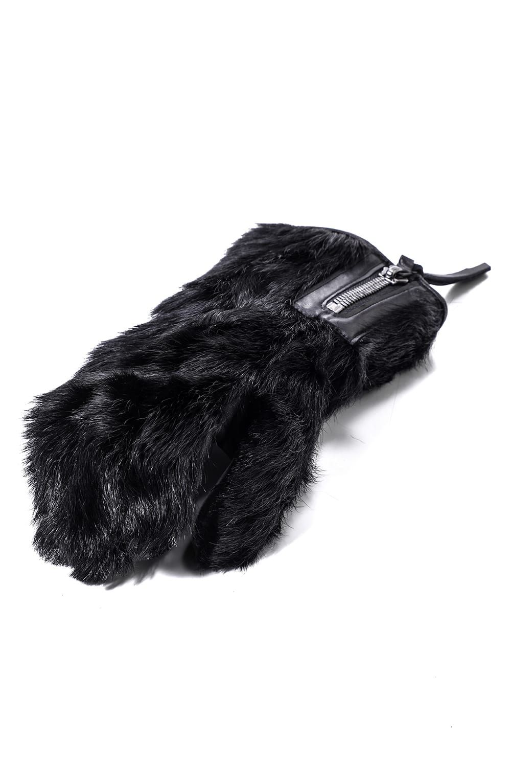 Goatfur and Horsehide Combination Gloves"Black" / ゴートファー×ホースレザーコンビネーショングローブ"ブラック"