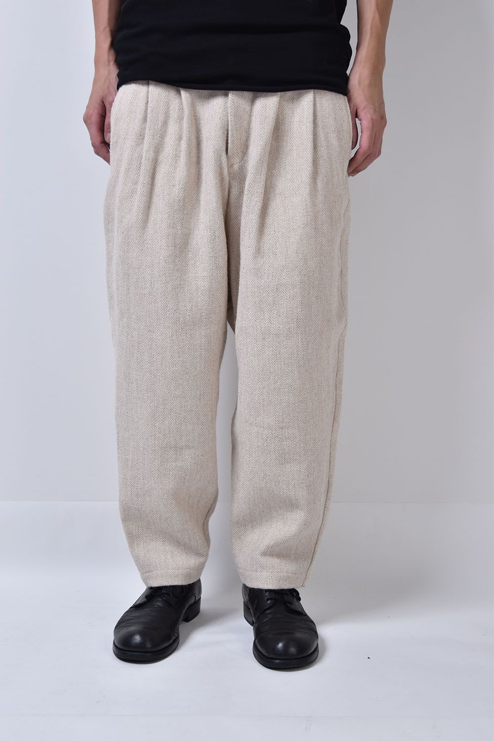Alpaca Wool Wide Taperd Pants"Beige"/アルパカウールテーパードパンツ"ベージュ"