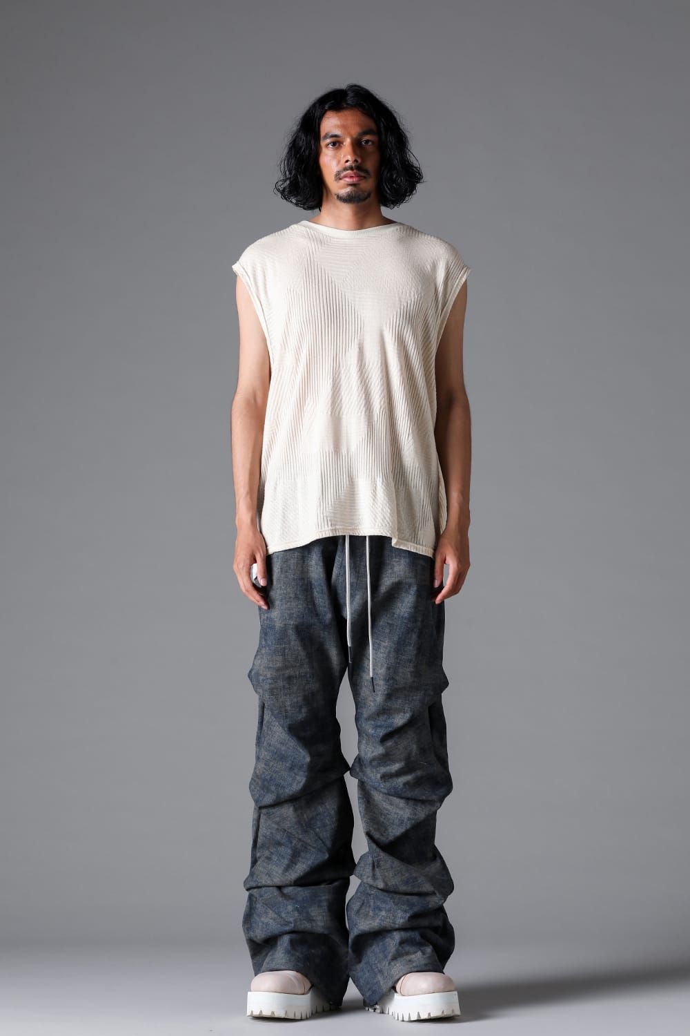 《2026SS先行予約》Deformed Stripe Pattern Shiva Long Sleeve Tee "Black / Cream" /ディフォルメドストライプパターンシヴァロングスリーブ"ブラック/クリーム"