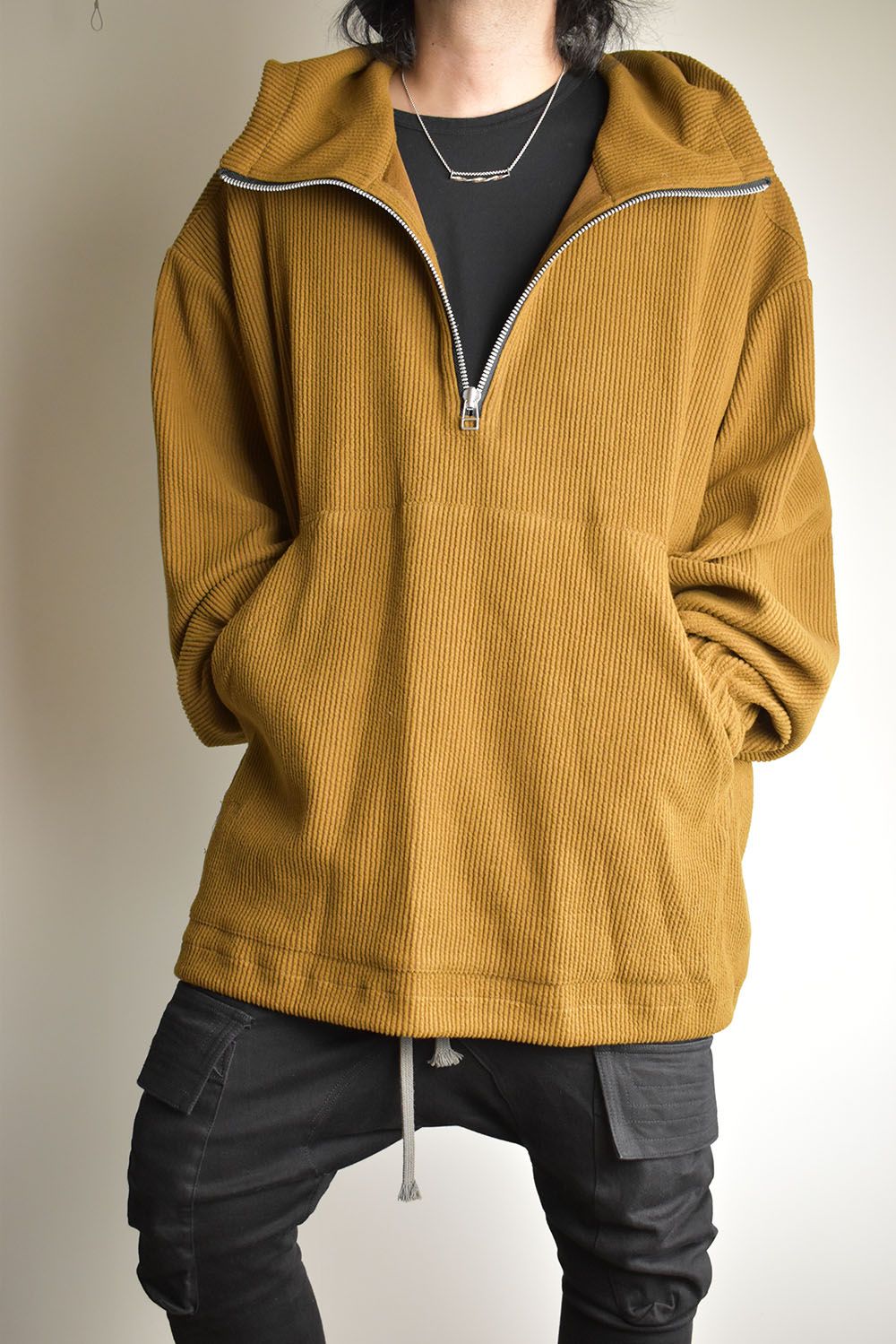 Kint Corduroy Hoodie"Camel" / ニットコーデュロイフーディ"キャメル"