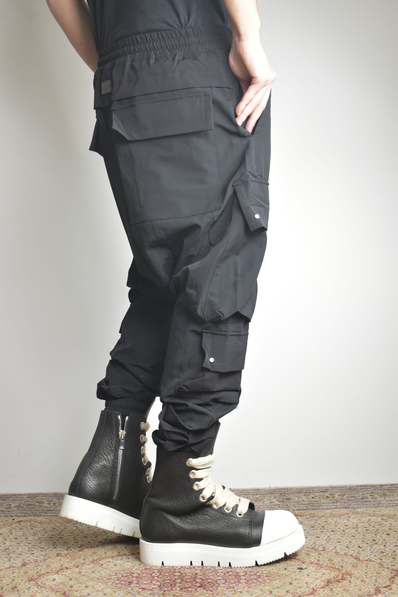 Stretch Nylon Military Sarouel Pants"Black" / ストレッチナイロンミリタリーサルエルパンツ"ブラック"