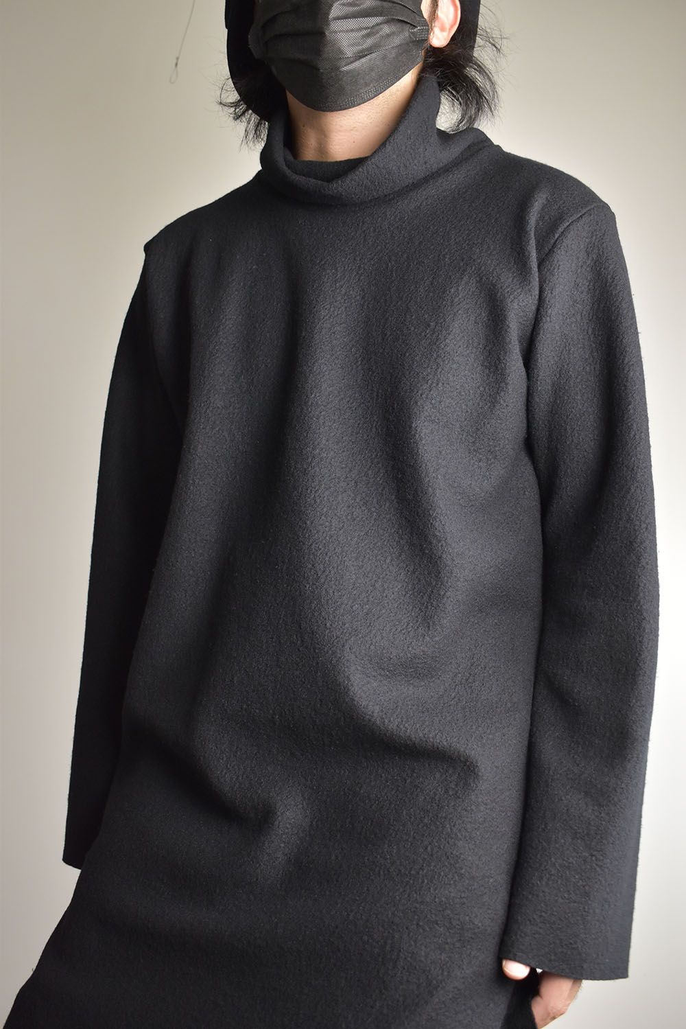 High Neck Long Pullover"Black"/ ハイネックロングプルオーバー"ブラック"