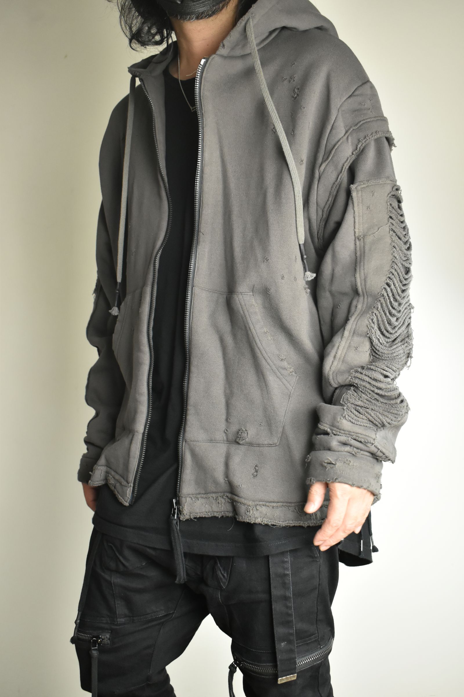 Untwisted Yarn Fleece Shotgun Zip-Up Hoodie"Charcoal" / 無撚糸裏毛ショットガンジップアップフーディー"チャコール"