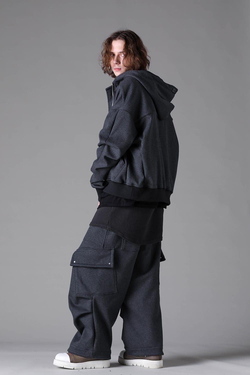 《2026AW先行予約》 Bonded Zip Hoodie"Black / D.Grey" ボンデッドジップフーディ"ブラック/ダークグレー"