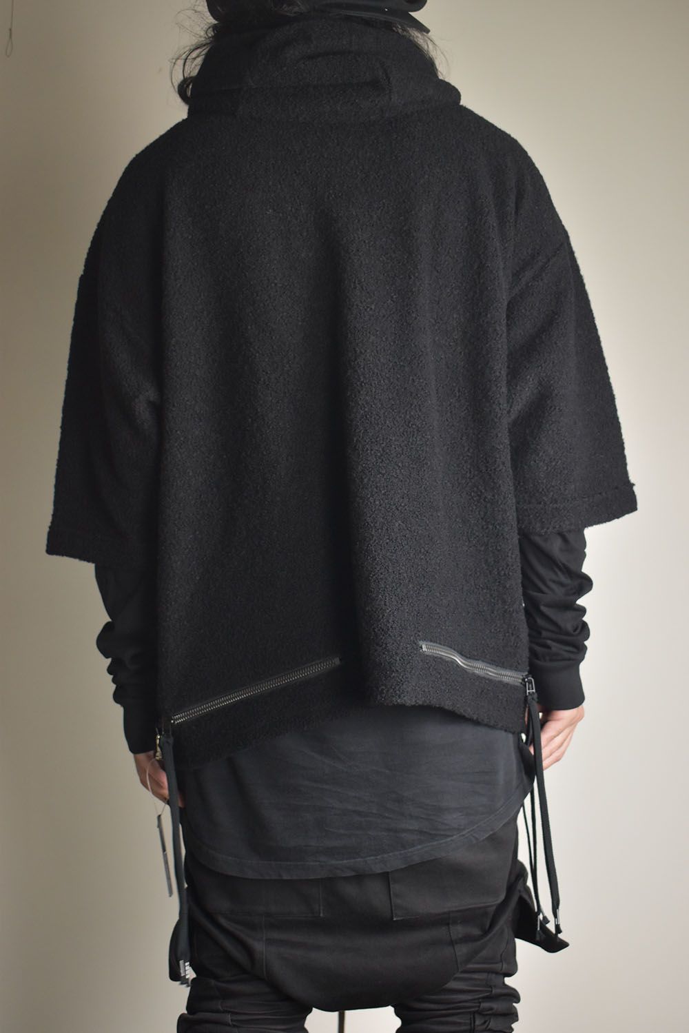 Loop Knit Oversized Layered Hooded Pullover"Black" / ループニットオーバーサイズレイヤードフーデッドプルオーバー"ブラック"