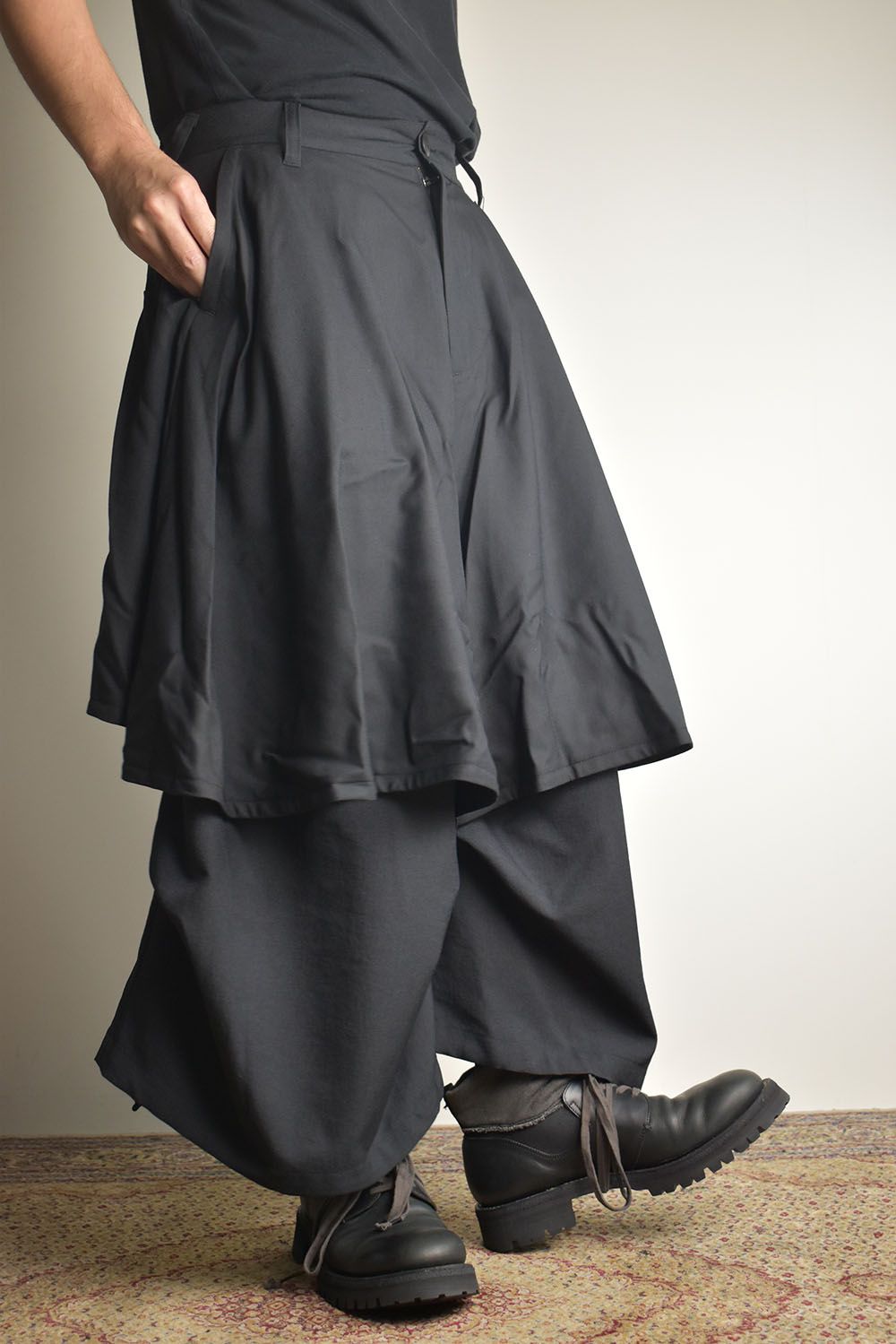 Layerd Super Wide Sarouel"Black" / レイヤードスーパーワイドサルエル"ブラック"