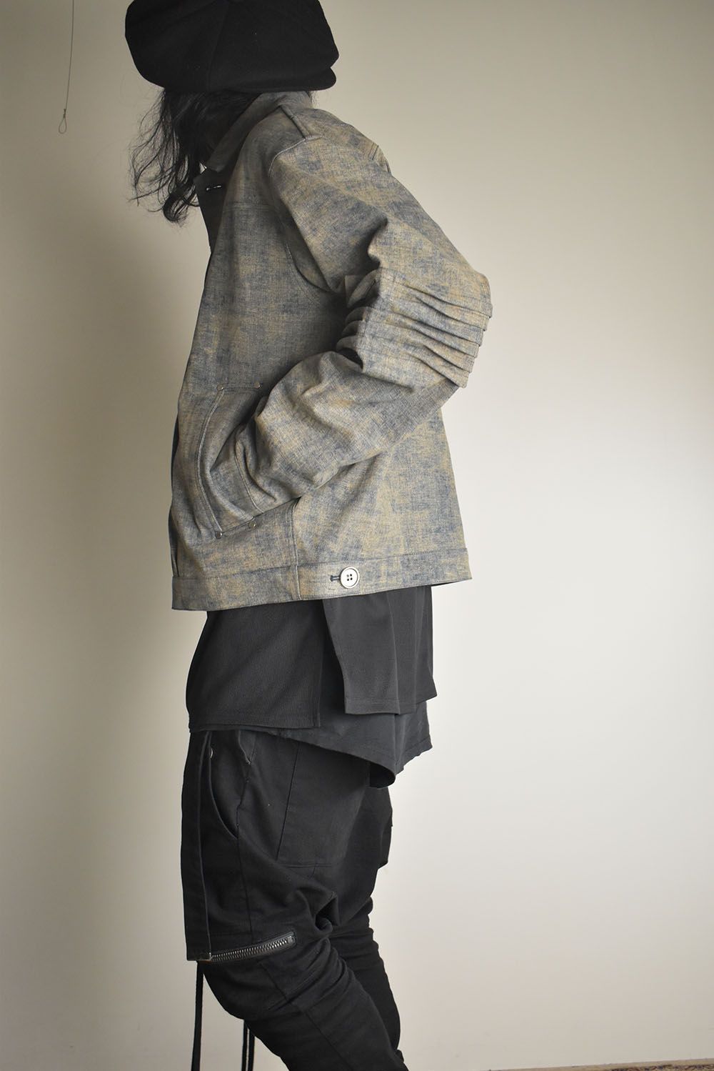 Blended Shades Denim Pin Tuck Blouson "Steel Blue" / ブレンデッドシェイドデニムピンタックブルゾン"スティールブルー"