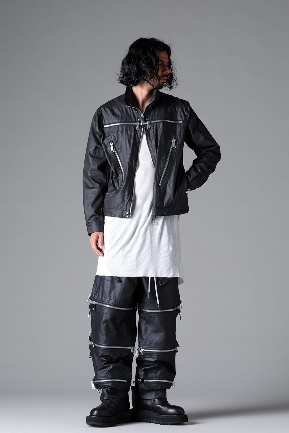 《2026SS先行予約》Matte Coating Zip Wide Pants"Black" / マットコーティングジップワイドパンツ"ブラック"