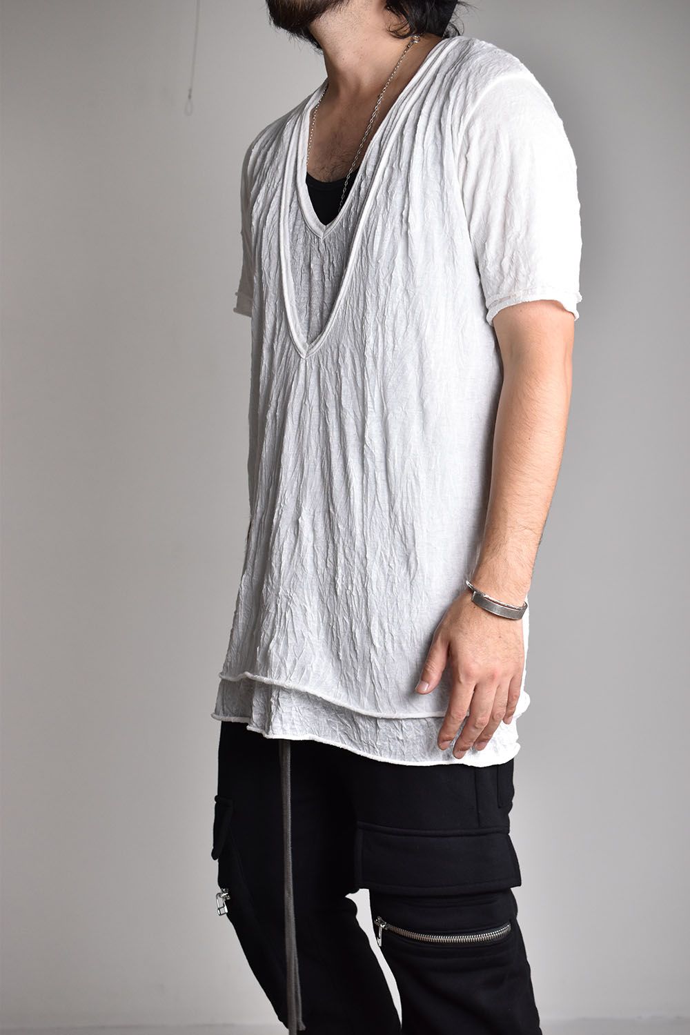 《2026SS先行予約》Gauze Washer Layerd V-Neck Tee"BK×WH/IV×GYBG×GY/BK×BK/WH×WH"/ガーゼワッシャーレイヤードVネックTee"
