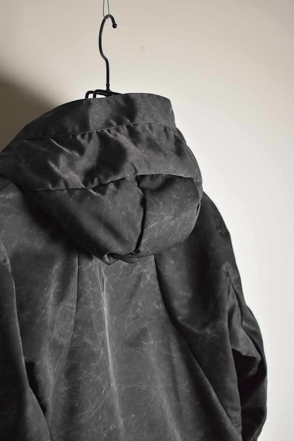 Pigment Coated Washer Nylon Hooded Jacket"Black" / 顔料コーティングワッシャーナイロンフーデットジャケット"ブラック"