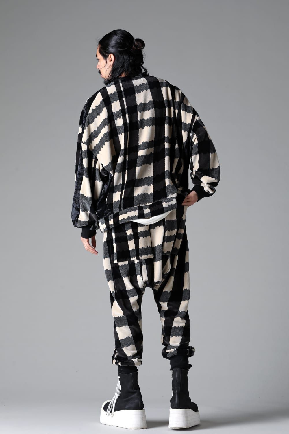 《2025AW先行予約》Checked Pattern Sarouel Jogger"Black×Grey×Ivory" / チェックパターンサルエルジョガー"ブラック×グレー×アイボリー"