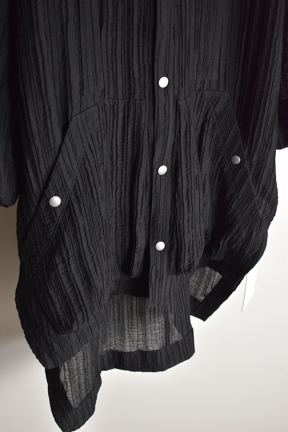 Sheer Yoryu Hoodie Shirts"Black"/シアーフーディシャツ"ブラック"