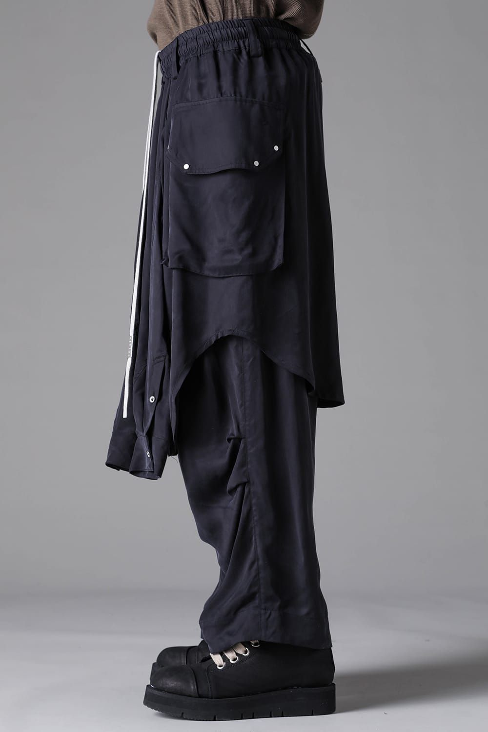 《2026AW先行予約》Satin Warp Skirt Wide Pants"Black" / サテンラップスカートワイドパンツ"ブラック"