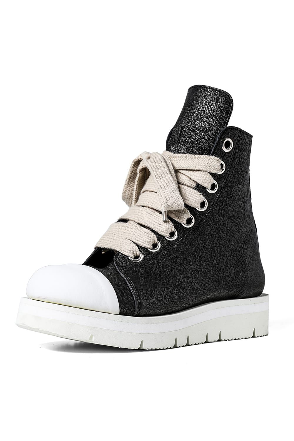 《2027SS先行予約分》 Fat Laces Leather Sneaker Boots "Black × White" / ファットレースレザースニーカーブーツ"ブラック×ホワイト"