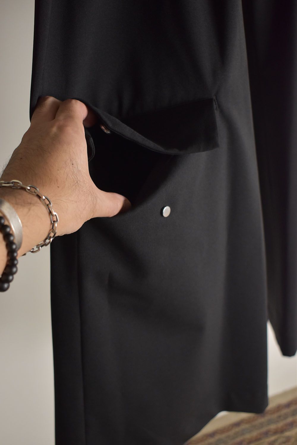 Shingle Flap Baggy Trousers "Black" / シンフラップバギートラウザー"ブラック"