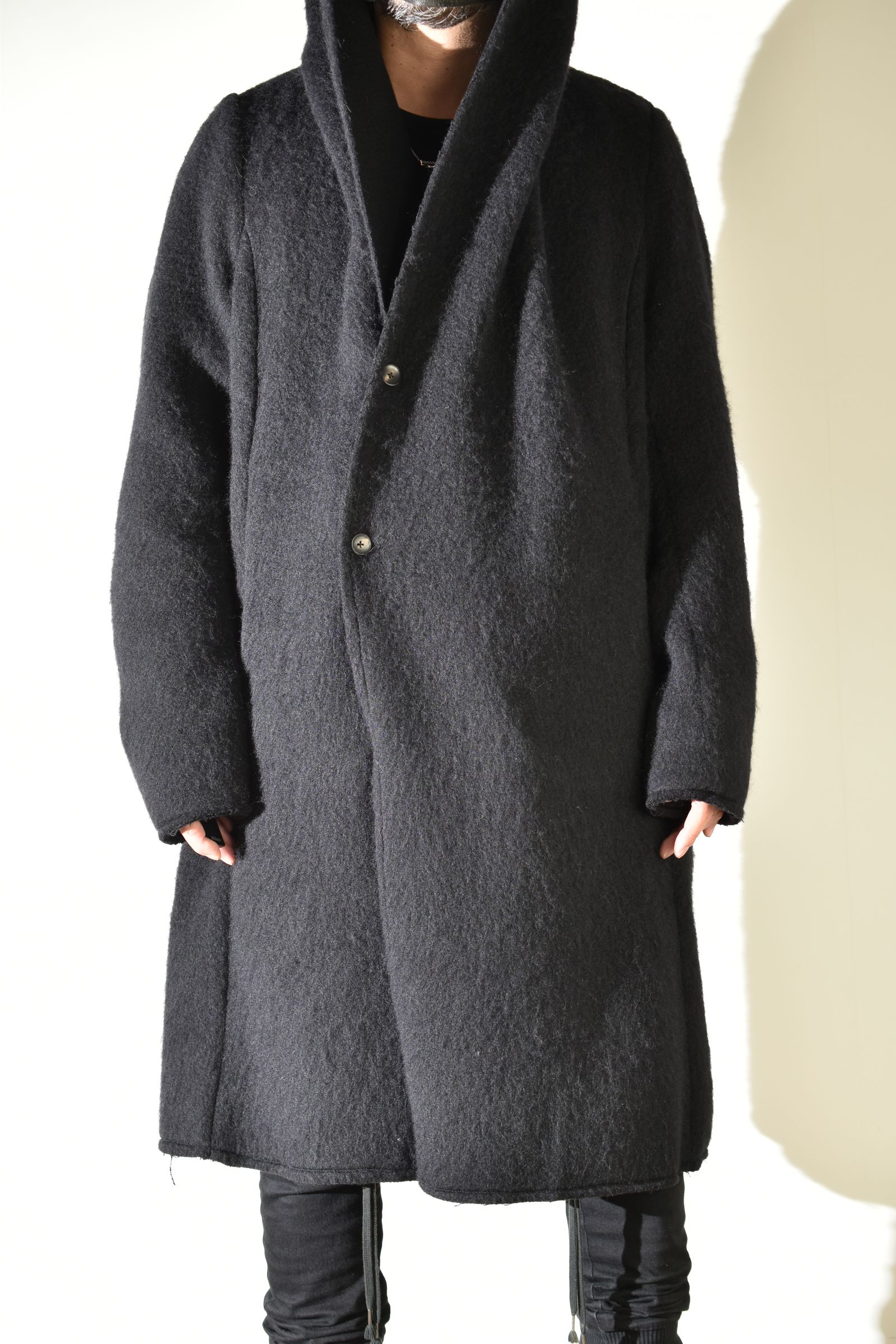 Shawl Collar Hoodie Coat "Black" / ショールカラーフーディコート"ブラック"