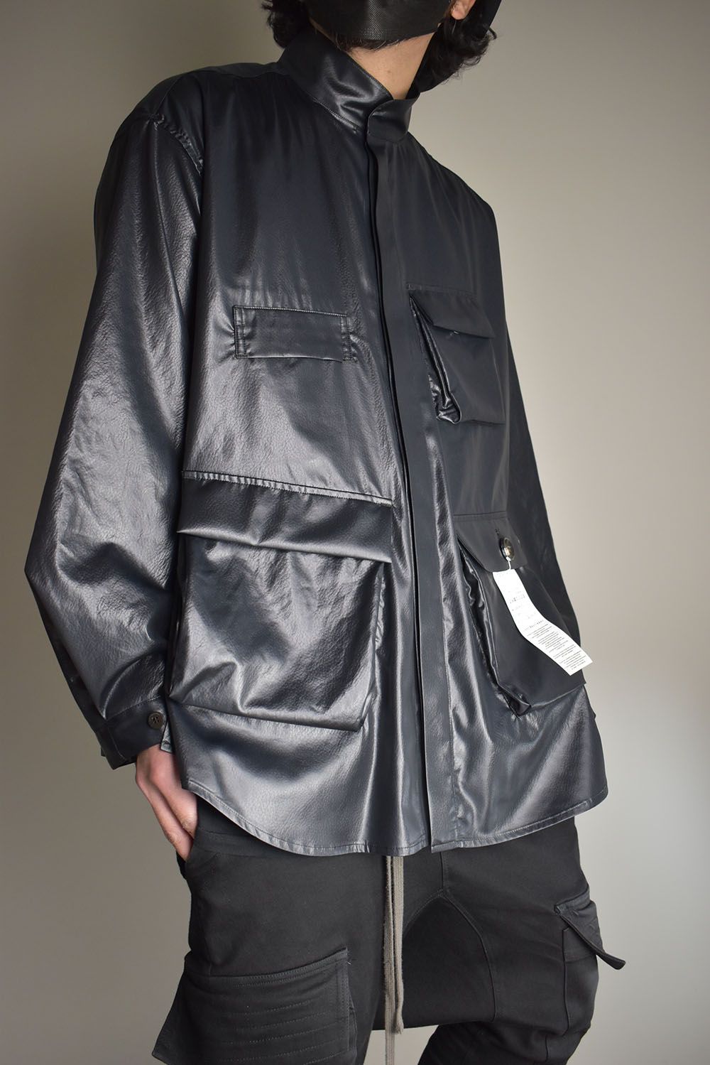 Fake Fake Leather Shirts Jacket"Black" / フェイクフェイクレザーシャツジャケット"ブラック"