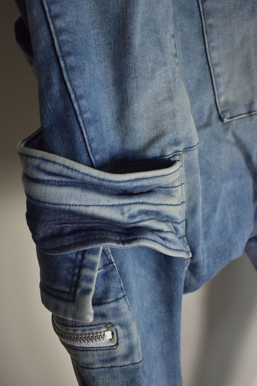 Denim Cargo Sarouel Skinny"Damage Black/Indigo Blue"/デニムカーゴサルエルスキニー"ダメージブラック/インディゴブルー"