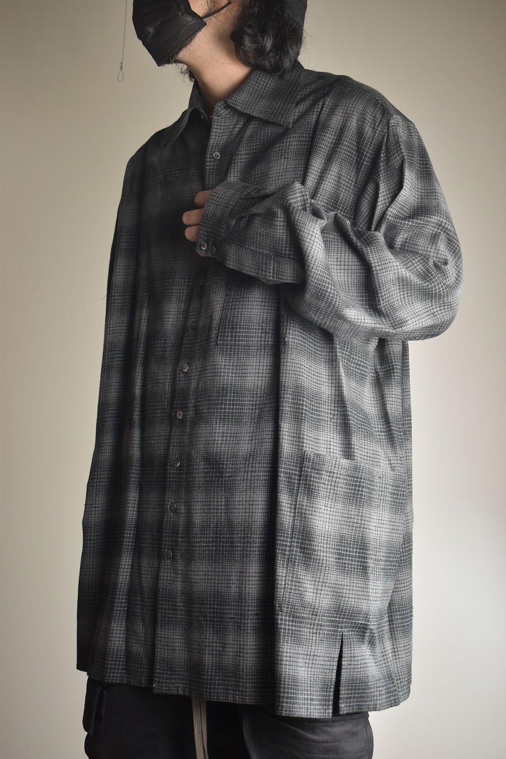 Over Sized Check Shirts"Grey" / オーバーサイズドチェックシャツ"グレー"