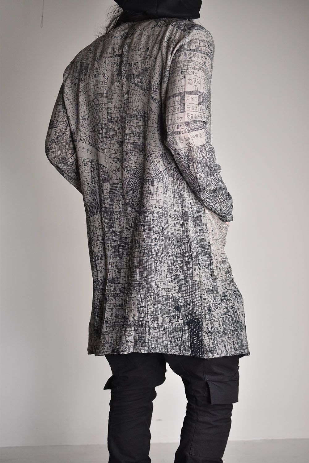 Japanese Map Inklet Print Long Shirts Coat/日本地図インクジェットプリントロングシャツコート