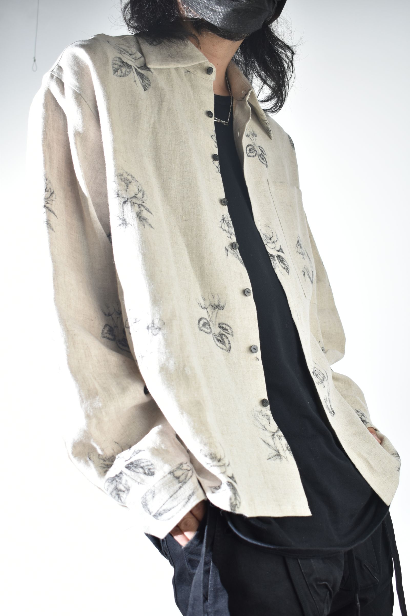 Botanical Print Oversized Shirt "Ecru" / ボタニカルプリントオーバーサイズシャツ"エクリュ"