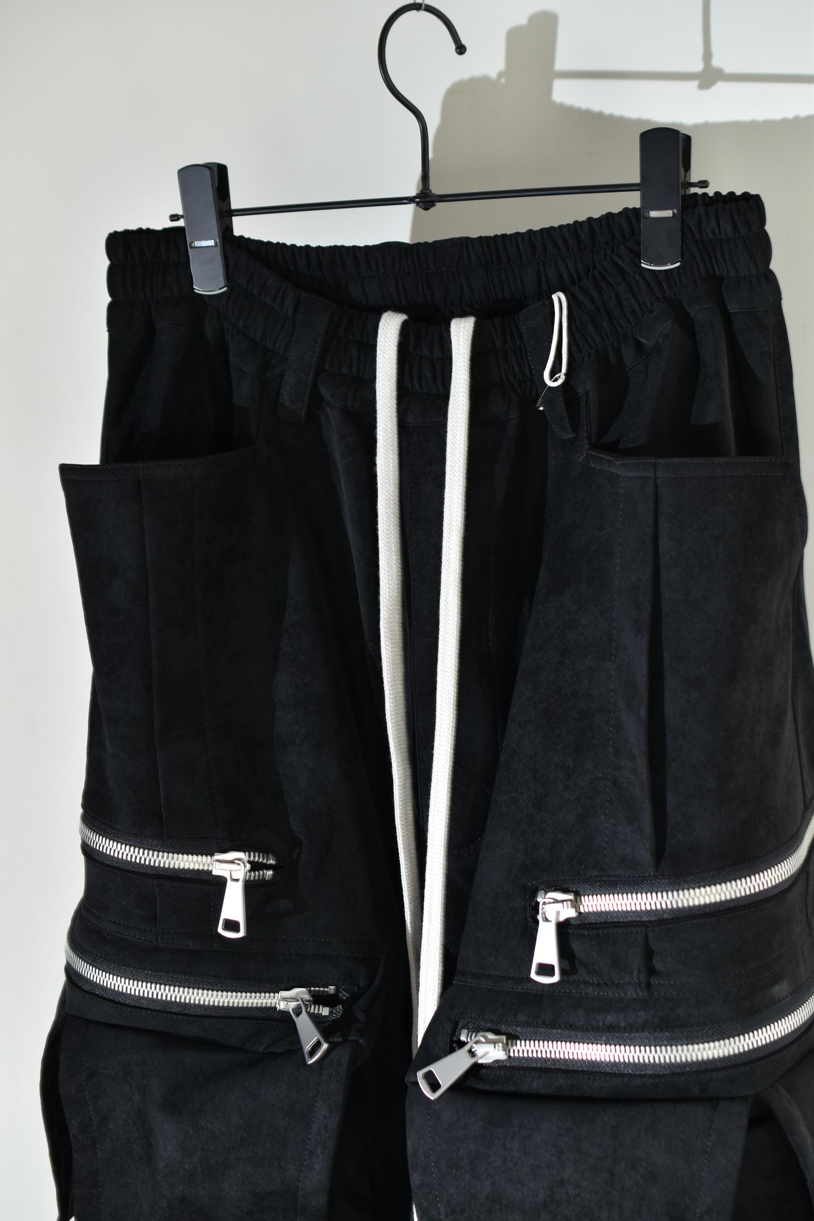Vegan Suede Leather Cargo Pants"Black" / ヴィーガンスウェードレザーカーゴパンツ "ブラック"