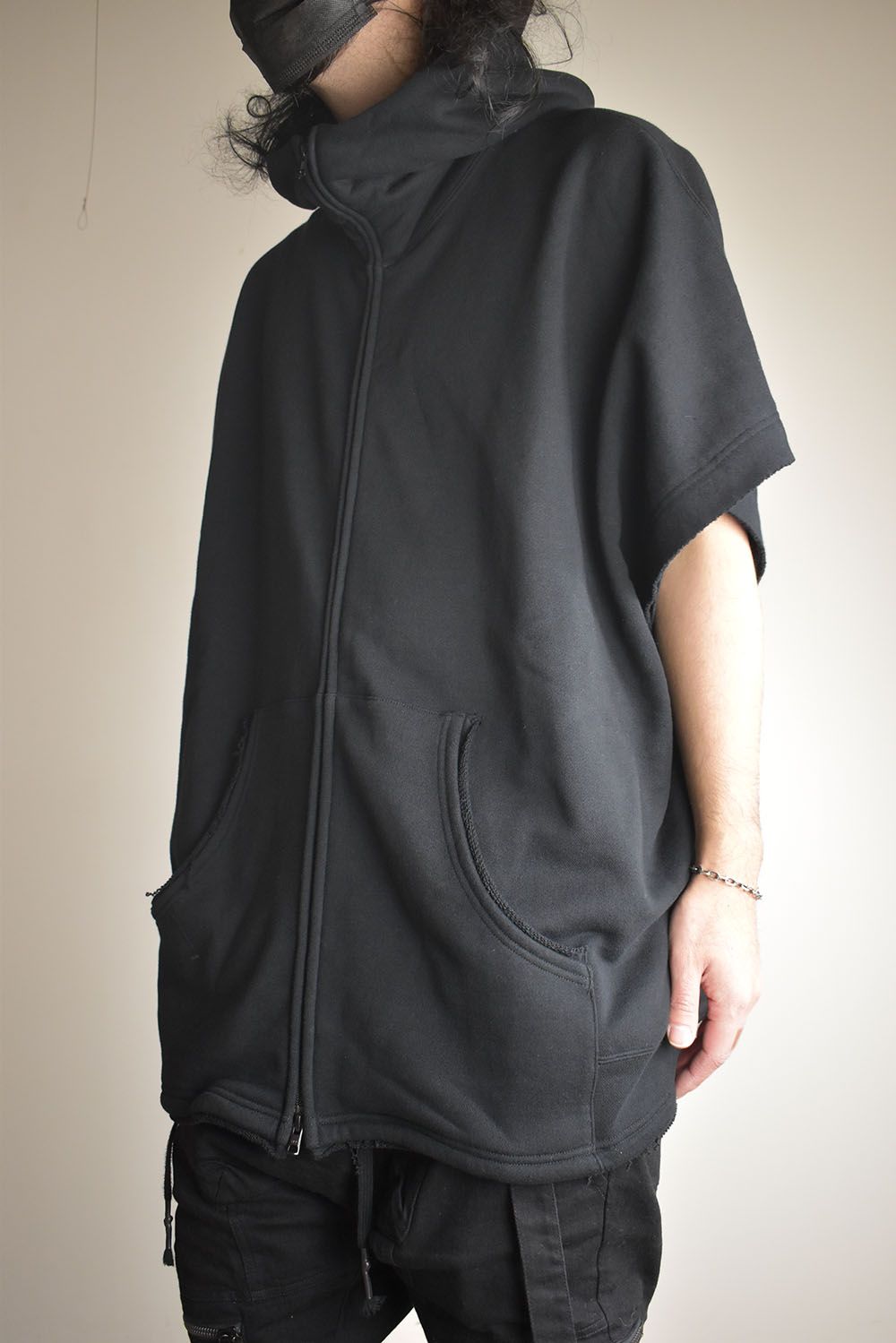 Sweat Oversize Zip Up Hoodie"Black" / スウェットオーバーサイズジップアップパーカ"ブラック"