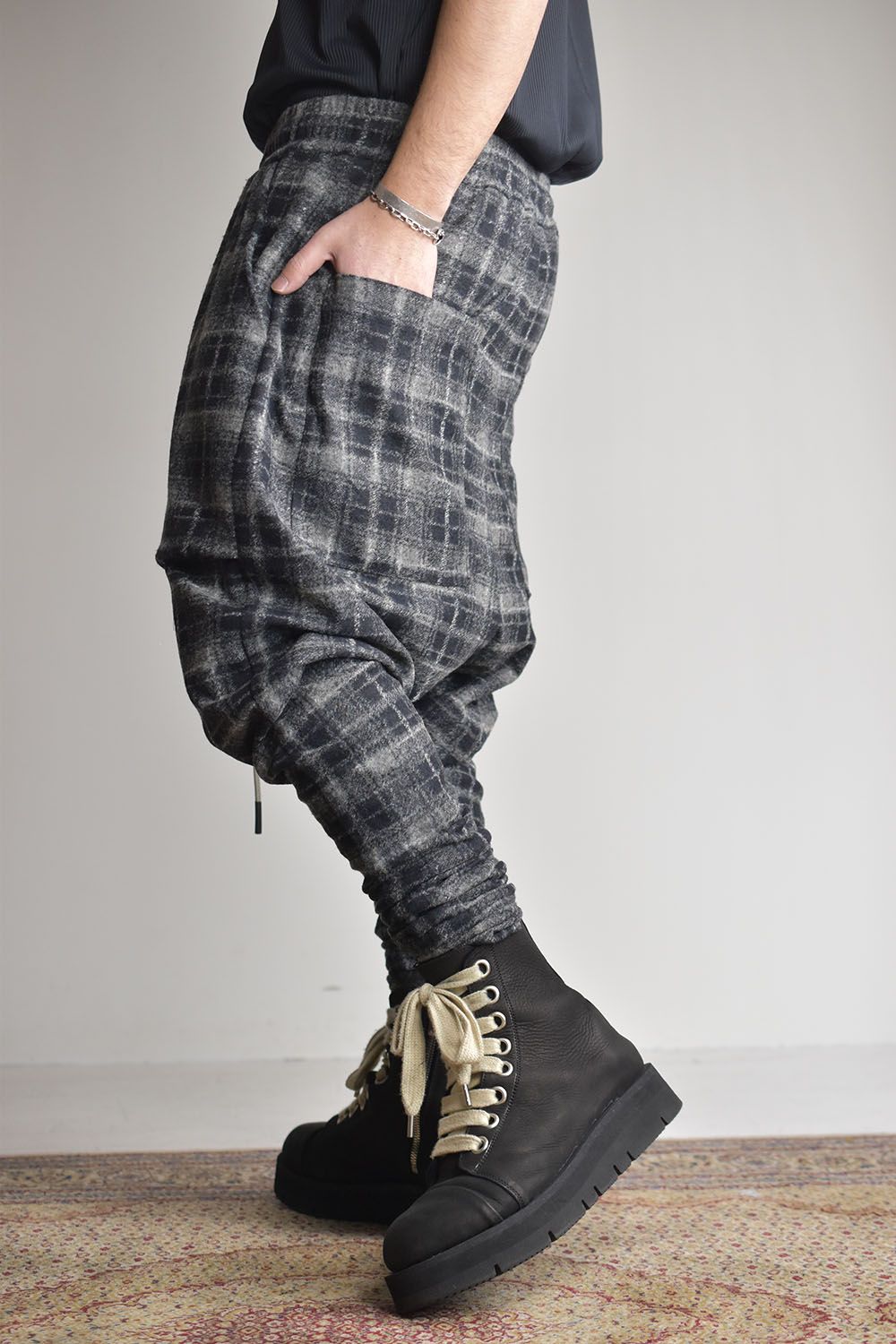 Check Johdpurs Pants"BKGY×BK" / チェックジョッパーズパンツ"ブラックグレー×ブラック"