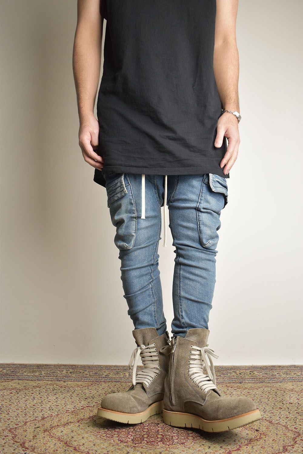 Vintage Denim Cargo Sarouel Skinny"Blue" / ヴィンテージデニムカーゴサルエルスキニー"ブルー"