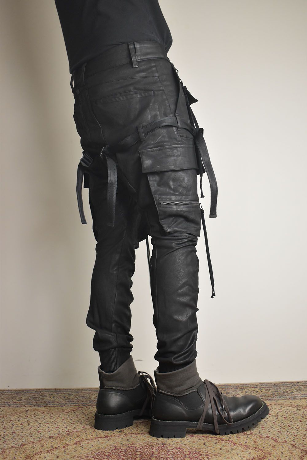 Product Coating Bag Attached Cargo Jogging Pants"Black" / 製品コーティングバッグアタッチドカーゴジョグパンツ"ブラック"