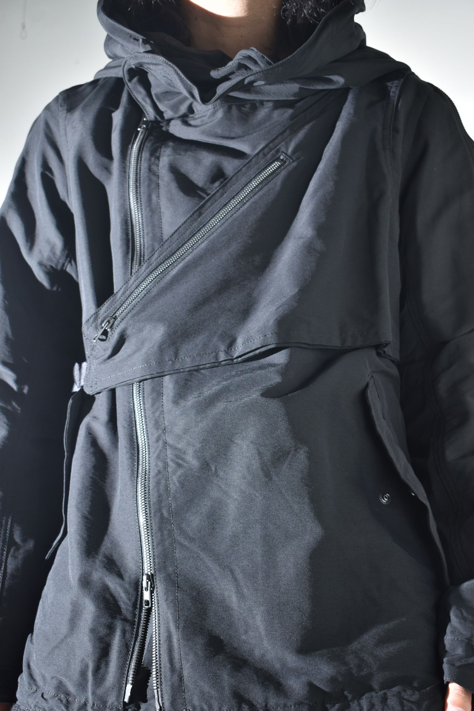 Multi Zip Short Mods Coat"Black" / マルチジップショートモッズコート"ブラック"