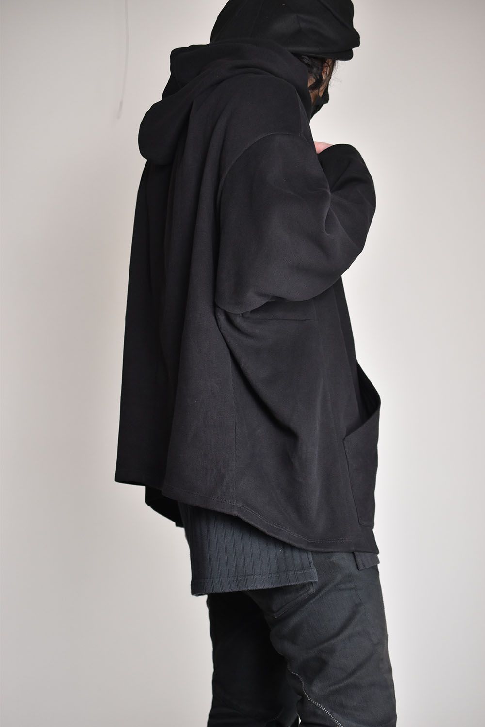 Dolman Hoodie Knit Pullover"Black"/ドルマンフーディニットプルオーバー"ブラック"