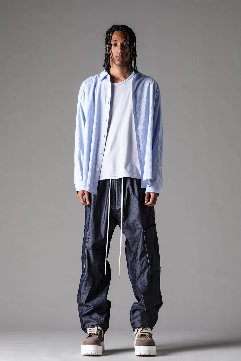 《2027SS先行予約》Cotton Nylon Wide Cargo Pants"Navy" / コットンナイロンワイドカーゴパンツ"ネイビー"