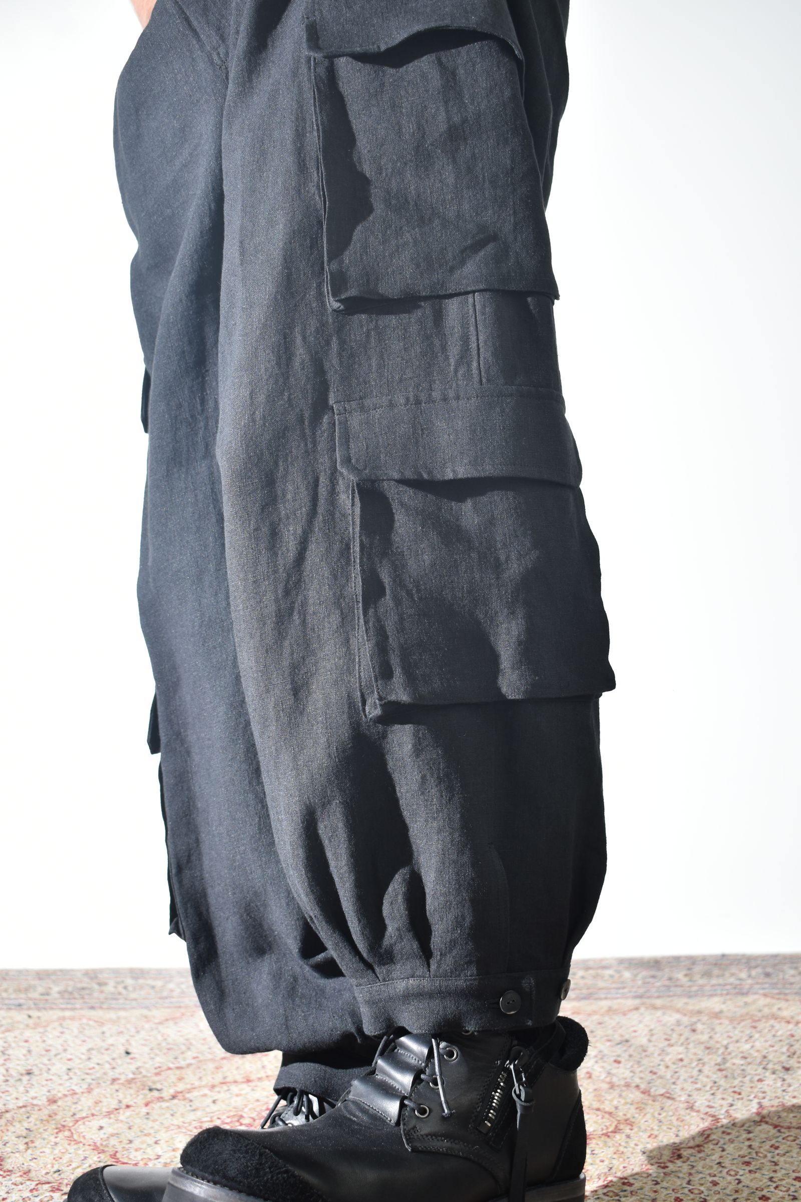 Linen Cargo Pants "Black" / リネンカーゴパンツ"ブラック"