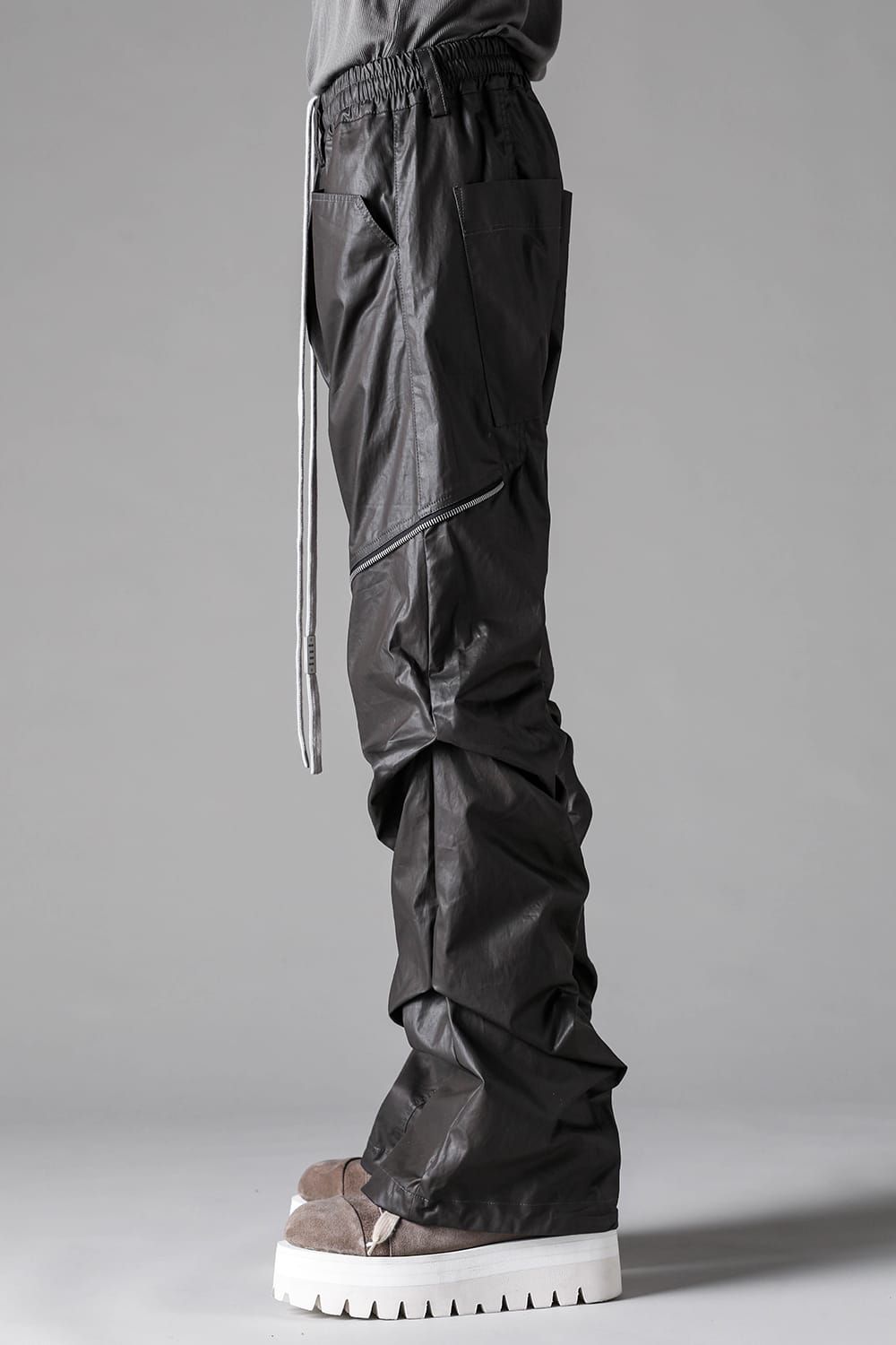 《2027SS先行予約》Side Zip Tuck Baggy Pants"Black / Khaki" / サイドジップタックバギーパンツ"ブラック / カーキ"