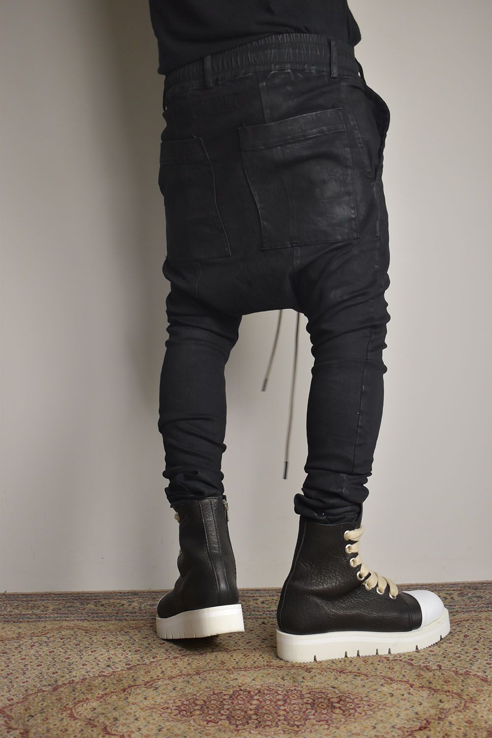 Coated Stretch denim Sarouel skinny"Black" / コーティングストレッチデニムサルエルスキニー"ブラック"
