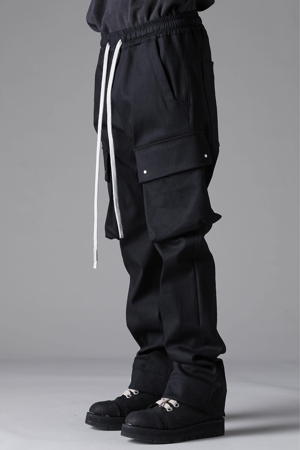 《2026AW先行予約》Stretch Denim Cargo Flare Pants"Black" / ストレッチデニムカーゴフレアパンツ"ブラック"