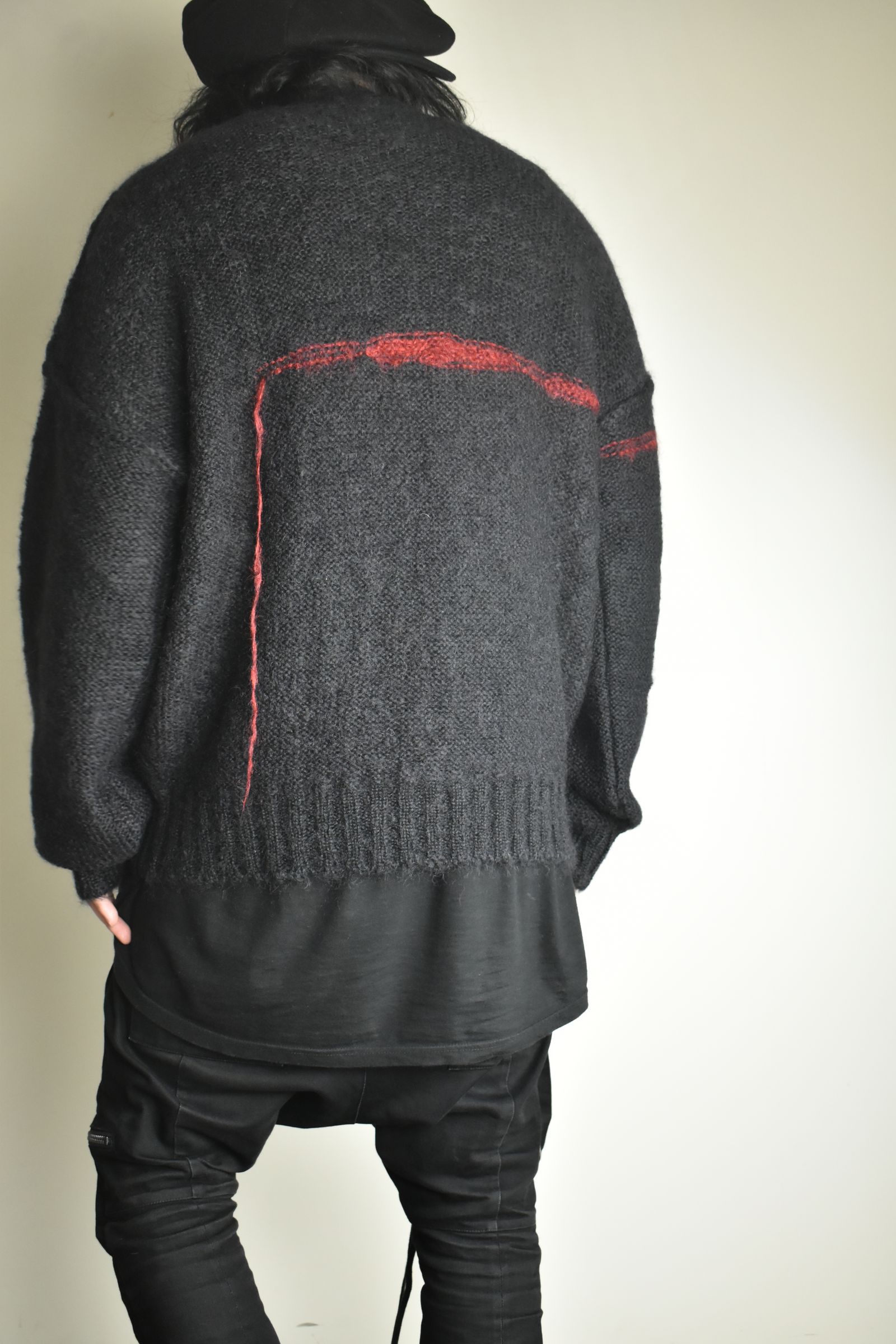 Mohair Knit Pullover "Black-Red" / モヘアニットプルオーバー"ブラックレッド"