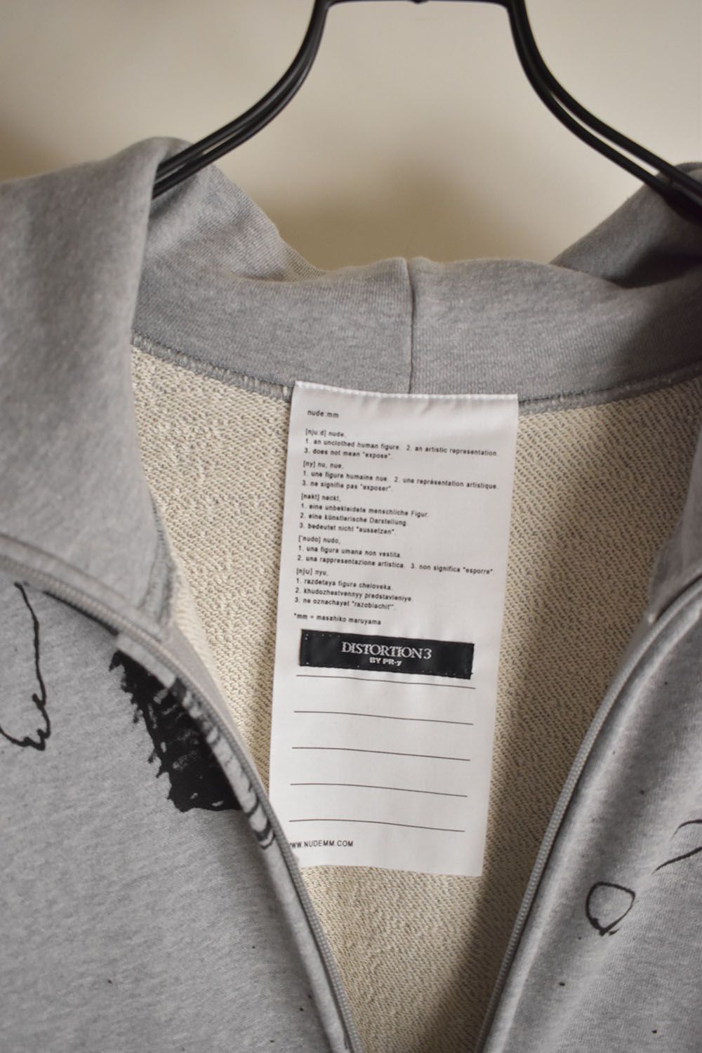 Sweat Oversize Print Zip Up Hoodie"Grey" / スウェットオーバーサイズプリントジップアップパーカ"グレー"