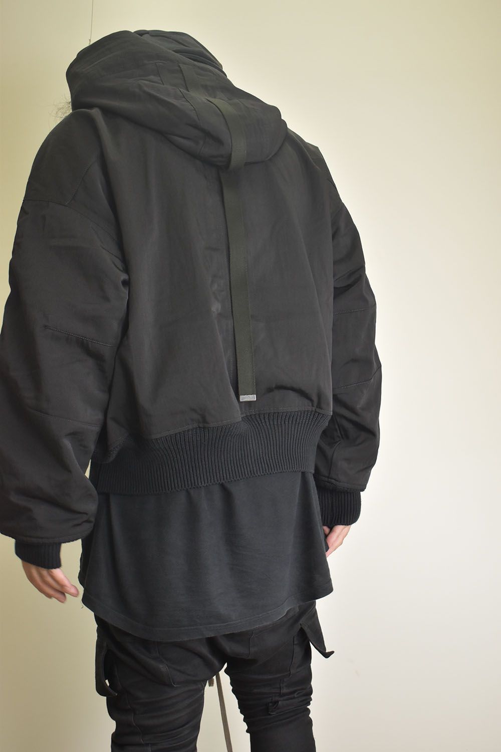 Nylon Wool Twill Hooded Jacket"Black" / ナイロンウールツイルフーデッドジャケット"ブラック"