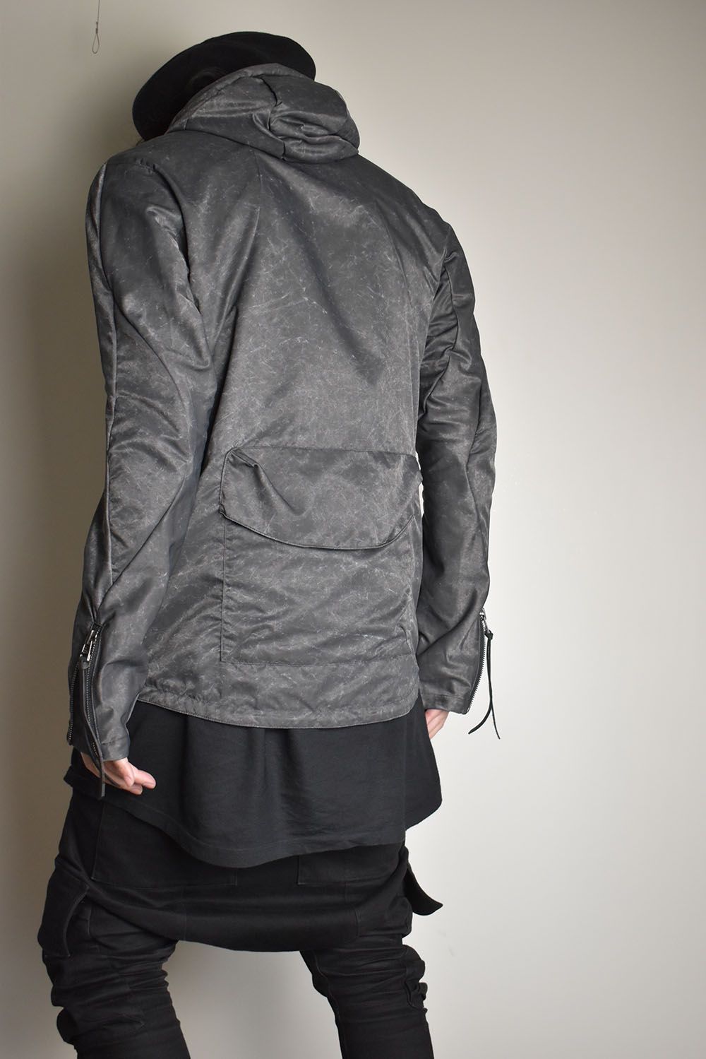 Pigment Coated Washer Nylon Hooded Jacket"Black" / 顔料コーティングワッシャーナイロンフーデットジャケット"ブラック"